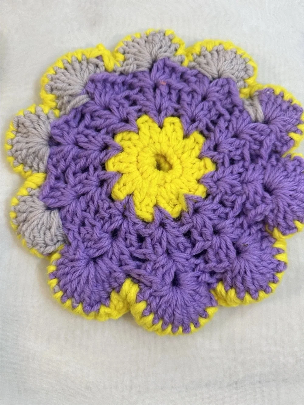 Crocheted Granny doilies  hand stitched  bright colors nice handiwork Set Of 5